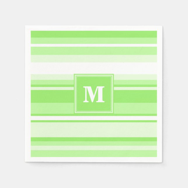 Monogram lime green stripes napkins (Front)