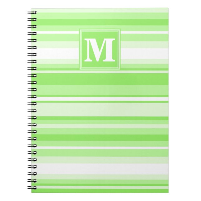 Monogram lime green stripes notebook (Front)