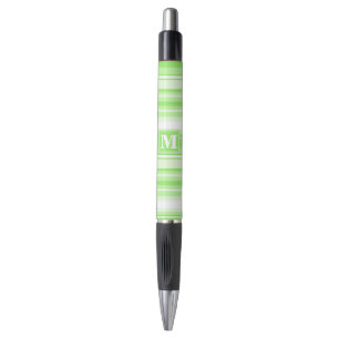 Monogram lime green stripes pen
