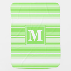 Monogram lime green stripes stroller blanket
