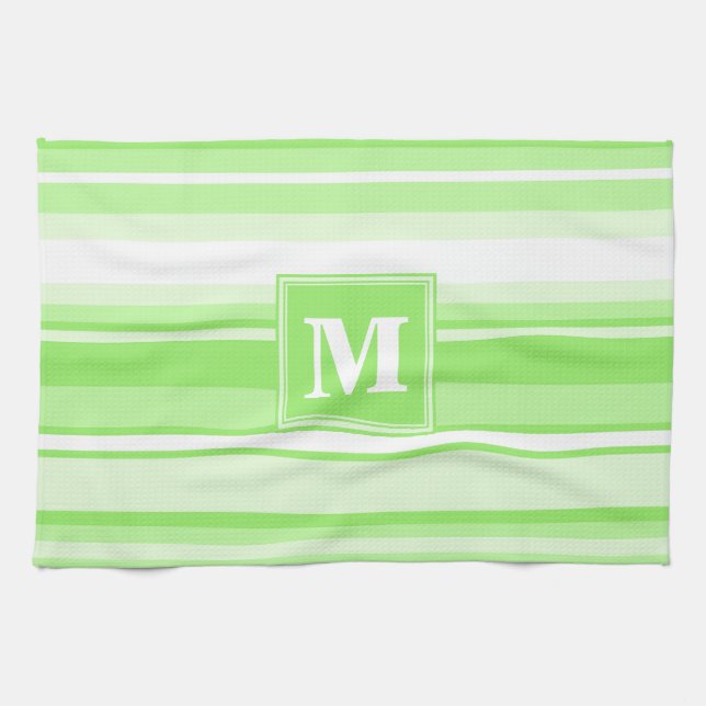 Monogram lime green stripes towel (Horizontal)