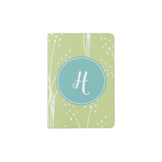 Monogram Lime Green Tree Pattern Passport Holder