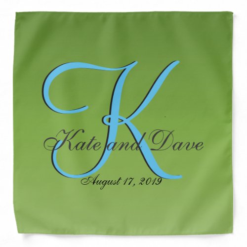 Monogram Lime Green Wedding Bandana