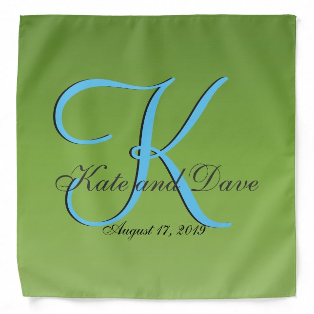 Monogram Lime Green Wedding Bandana (Front)