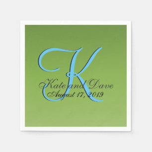 Monogram Lime Green Wedding Napkins