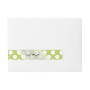 Monogram Lime Green White Trendy Polka Dot Pattern Wrap Around Address Label