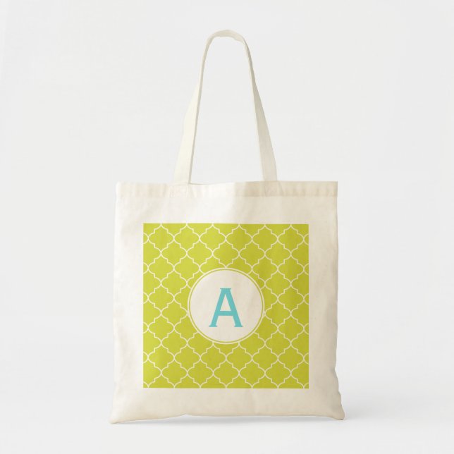 Monogram Lime Tote Bag (Front)