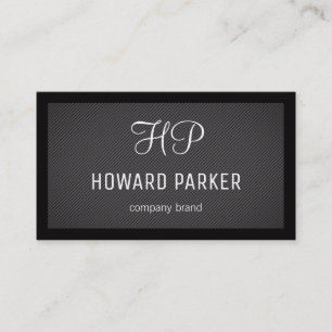 Monogram Lined Pattern Border (black) Business Card