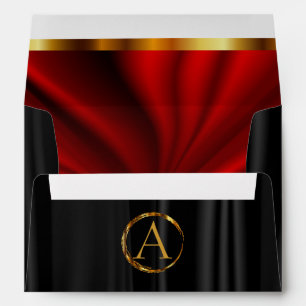 Monogram - Lined Red Satin & Black Satin Envelope
