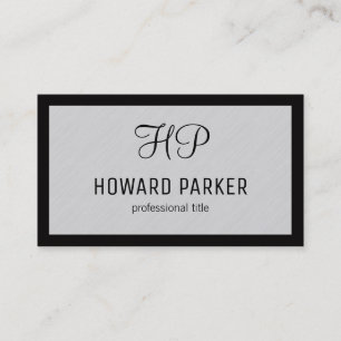 Monogram Linen Texture Border (black) Business Card
