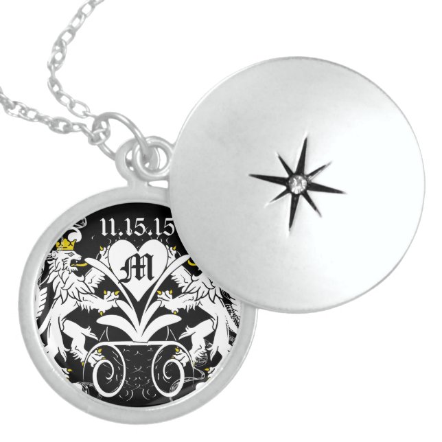 Monogram Lion Rampant Wedding Necklace (Front)