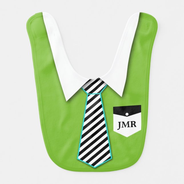 Monogram Little Man Tie Baby Bib / Custom Color (Front)