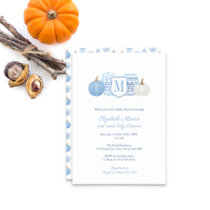 Monogram Little Pumpkin On The Way Boy Baby Shower Invitation