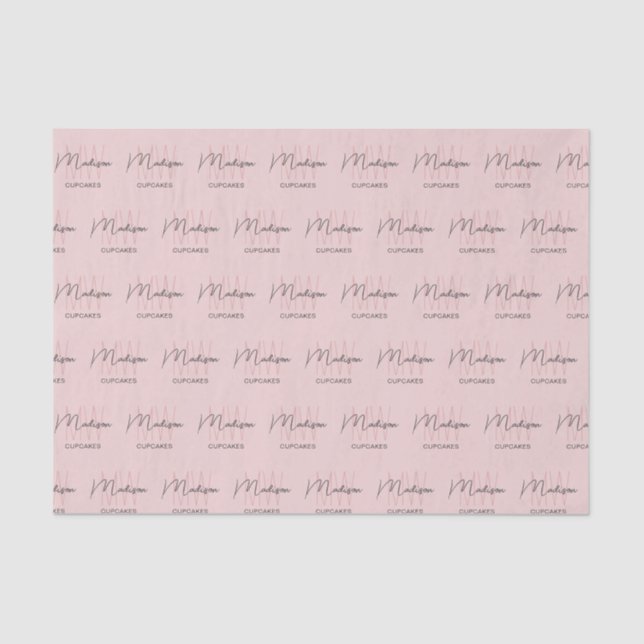 Monogram Logo Bakery Pink Tissue Paper (Front)