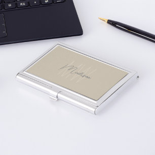 Monogram Logo Beige Modern Minimalist Business Card Case