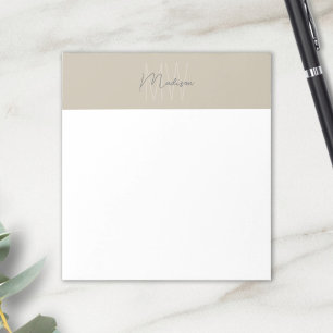 Monogram Logo Beige Modern Minimalist Notepad