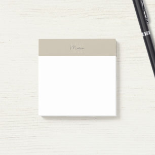 Monogram Logo Beige Modern Minimalist Post-it Notes