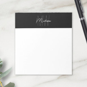 Monogram Logo Black and White Modern Minimalist Post-it Notes