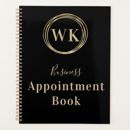 Monogram Logo Black Gold Business Appointment Book Planner