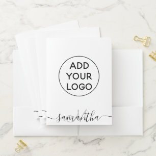 Monogram logo black white typography pocket folder