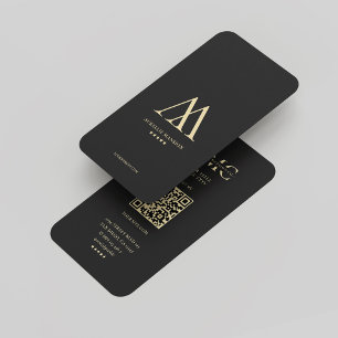 Monogram Logo Company A M Modern Black Gold Business Card
