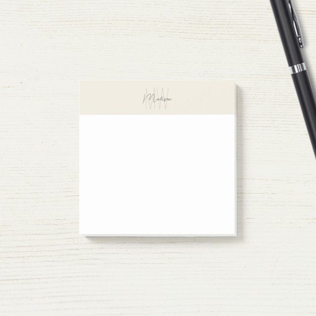 Monogram Logo Cream Modern Minimalist Post-it Notes (Monogram Logo Cream Modern Minimalist Post-it Notes)