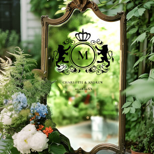 Monogram Logo, Crest, Lion, Wedding Window Cling