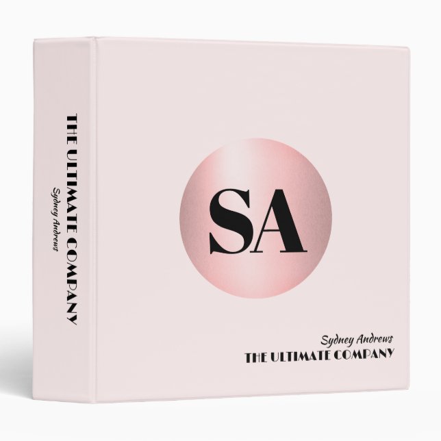Monogram Logo Custom Minimalist Portfolio Binder (Front/Spine)
