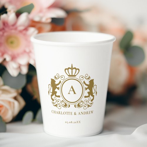 Monogram logo emblem  lion weddings Paper cup