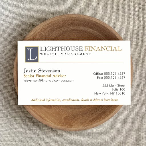 Customizable Monogrammed Logo Financial Advisor Business Card