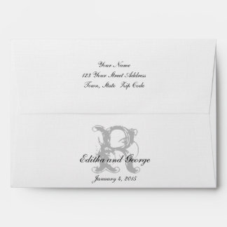 Monogram Logo Gray Initial Wedding Invitation Envelope