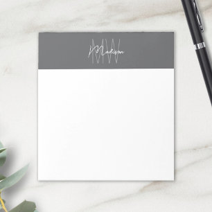 Monogram Logo Gray Modern Minimalist Notepad