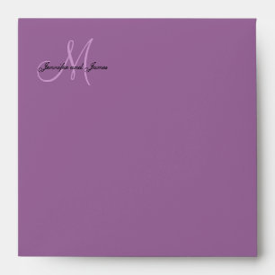 Monogram Logo Mauve Wedding Invitation Envelope