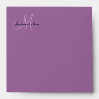 Monogram Logo Mauve Wedding Invitation Envelope