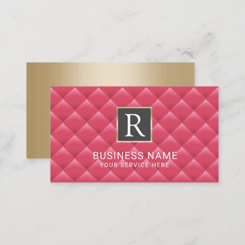 Monogram Logo Modern Pink  Gold Salon Spa Business Card
