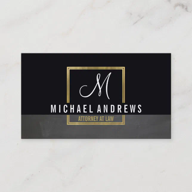 MONOGRAM LOGO modern smart gold box black gray Business Card | Zazzle