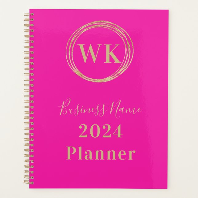 Monogram Logo Pink Gold Business 2024 Planner (Front)