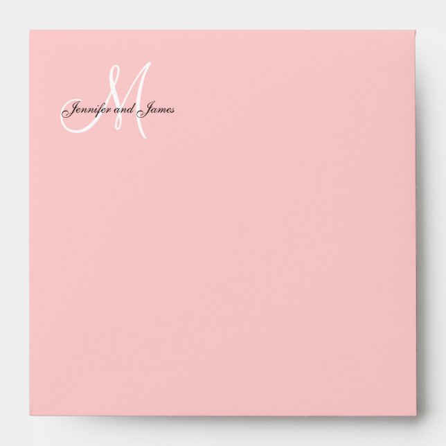 Monogram Logo Pink Wedding Invitation Envelope (Front)