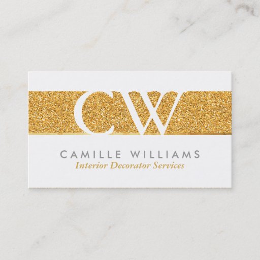 Customizable MONOGRAM LOGO smart glamorous gold foil glitter Business Card