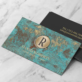 Construction Vintage Monogram Turquoise Copper Business Card, Zazzle in  2023