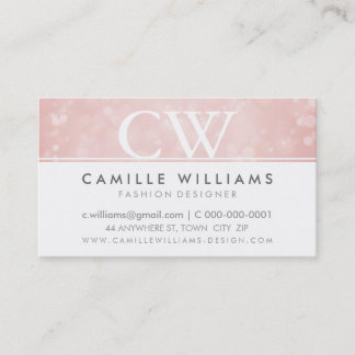 MONOGRAM LOGO whimsical ethereal bokeh coral pink Business Card