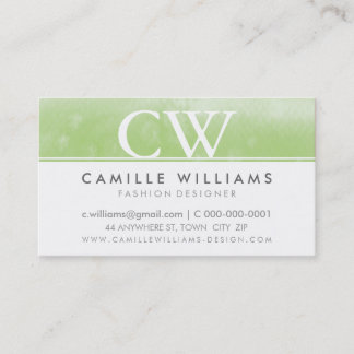 MONOGRAM LOGO whimsical ombre watercolor green Business Card