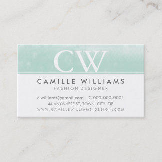 MONOGRAM LOGO whimsical ombre watercolor mint Business Card