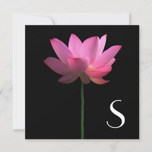 Monogram; Lotus Flower Wedding Invitations