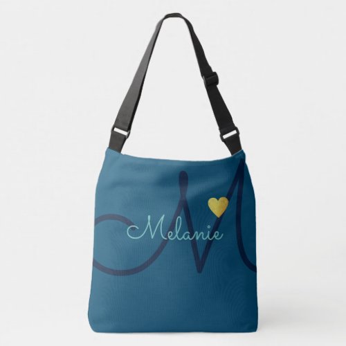 monogram love blue crossbody bag