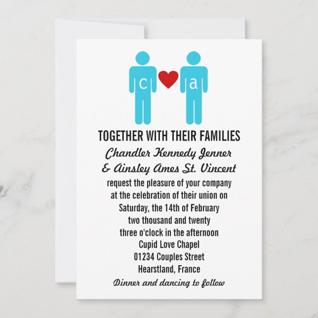 Monogram Love Couple Wedding Invitations (Front)