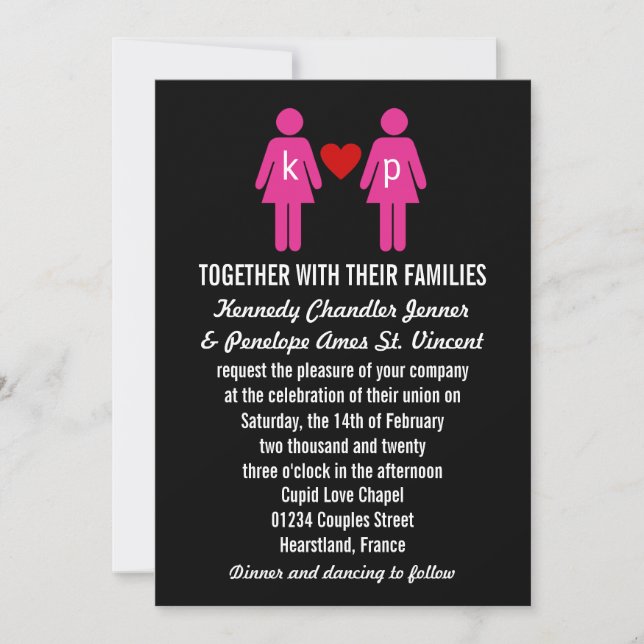 Monogram Love Couple Wedding Invitations (Front)