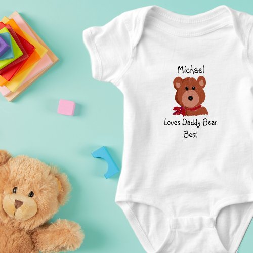 Monogram Love Daddy Bear Best Baby Bodysuit