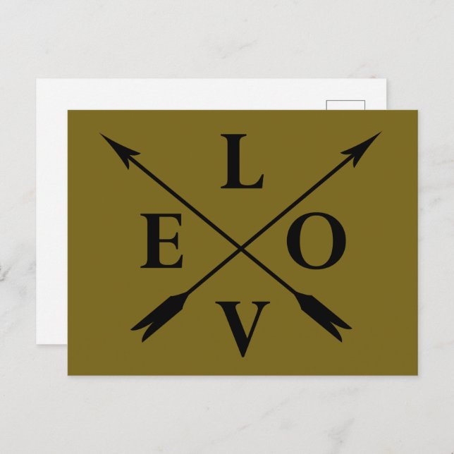 Monogram love holiday postcard (Front/Back)