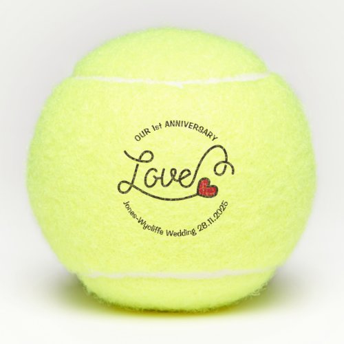 Monogram Love Modern Typography Art Red Heart Tennis Balls